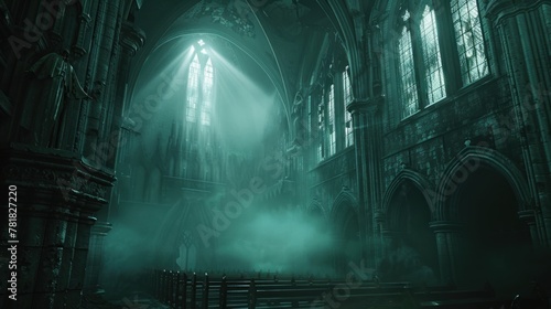 cinematic dark currupted cathedral   photo