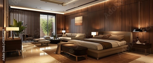 Modern brown bedroom interior in a luxury house © Nayyab