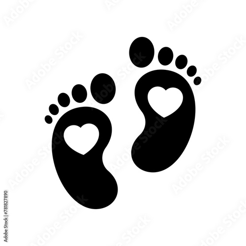 Baby footprints with heart symbol vector isolated on white background. © Maman