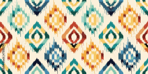 Motif ethnic handmade beautiful ikat art. Bohemian ikat ethnic tribal. boho colors seamless wallpaper. Folk embroidery tribal. Aztec-style abstract vector for printing and fashion fabric design.