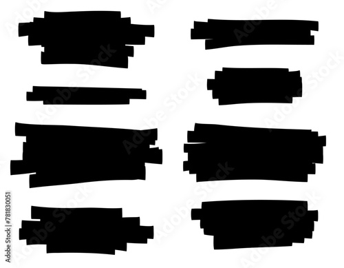 Set of isolated maker strokes, bold lines and marker stripe, set of pencil drawn lines, jagged strokes with rough edges, grunge charcoal strokes, set of underline marker brushes, horizontal strokes