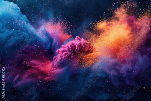 A colorful explosion of smoke and fire in the sky
