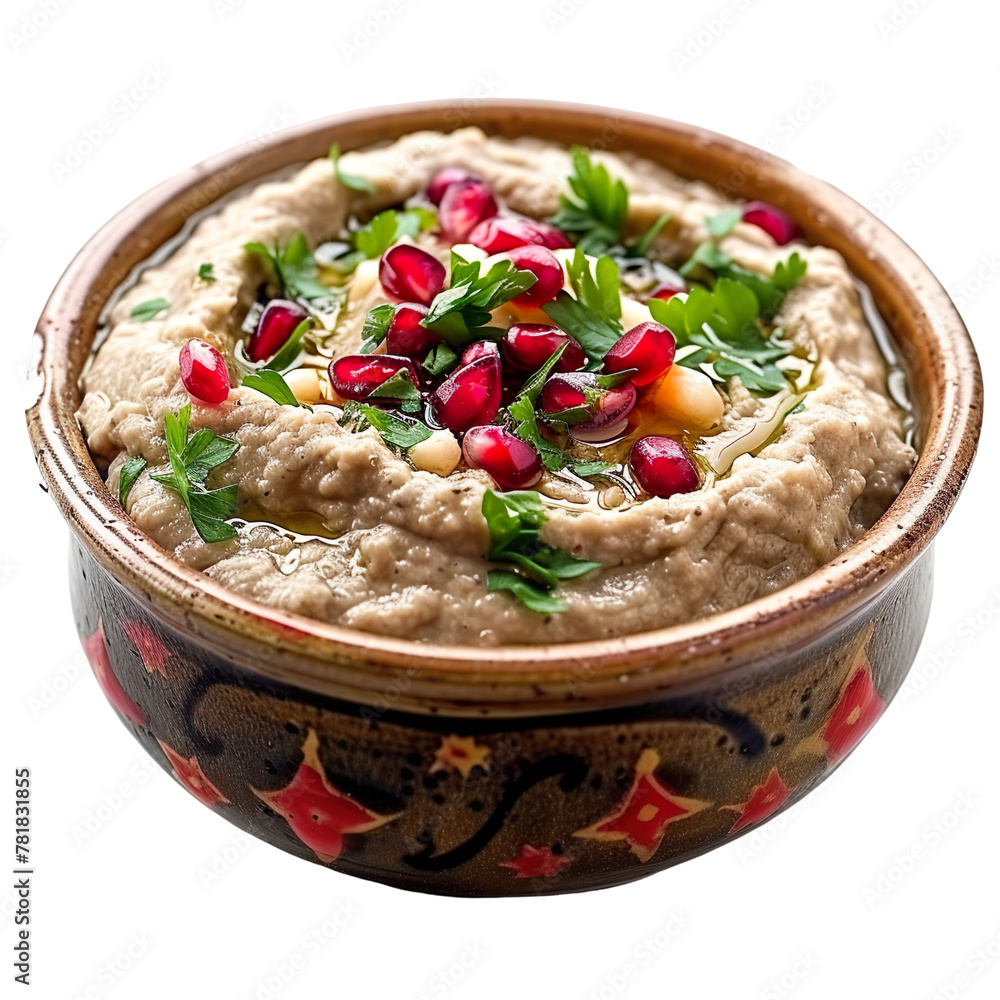 Front view of Baba Ganoush with Lebanese roasted eggplant dip