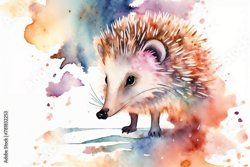 Adorable Watercolor Hedgehog