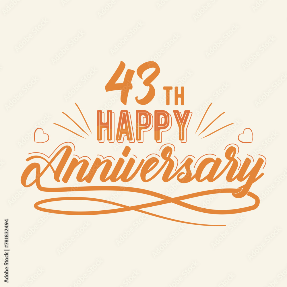 43 th Happy Anniversary Celebration, 43 anniversary lettering Design