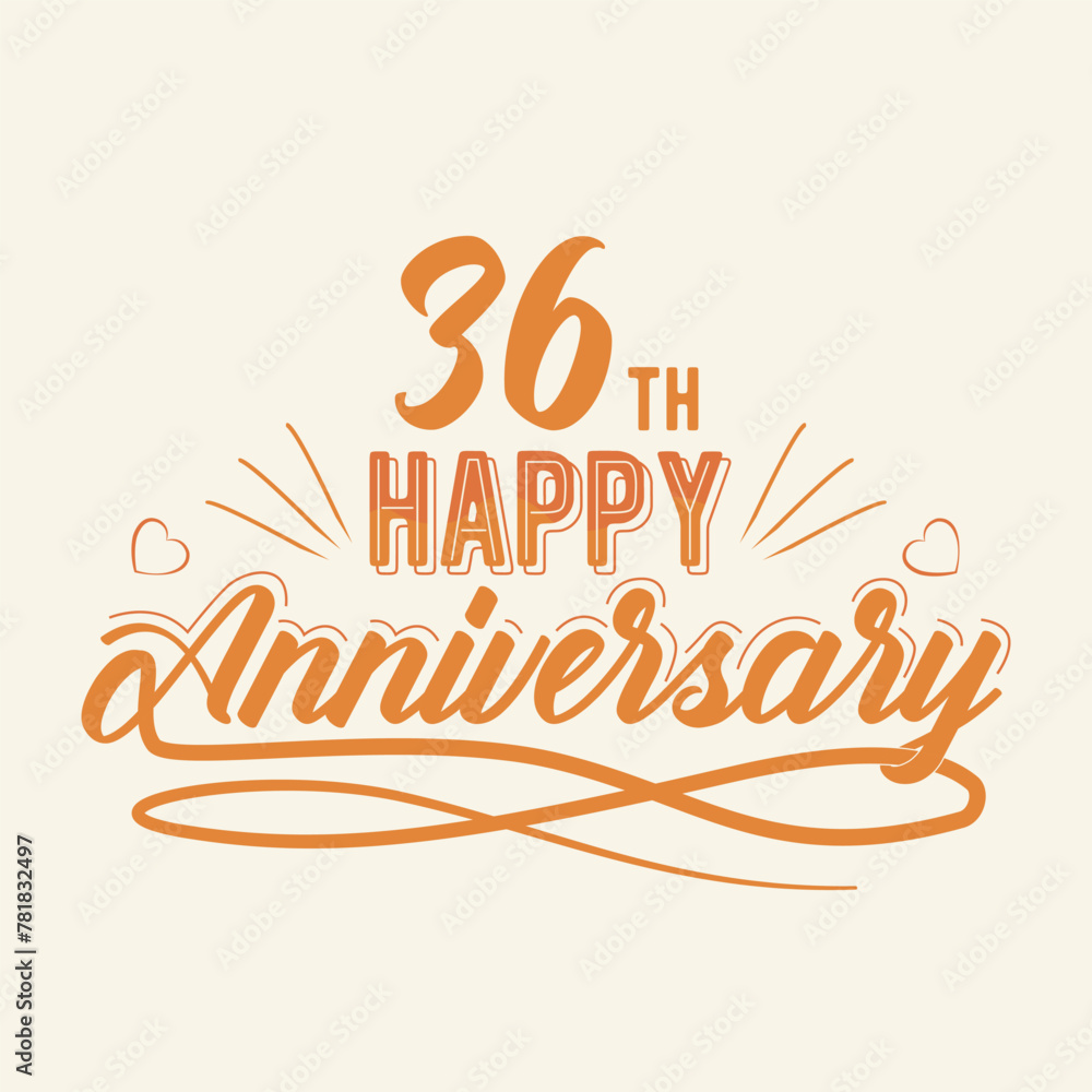 36th Happy Anniversary Celebration, 36 anniversary lettering Design