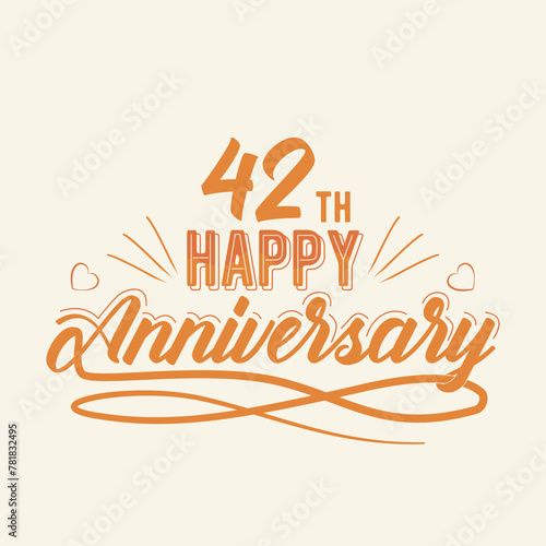 42 th Happy Anniversary Celebration, 42 anniversary lettering Design