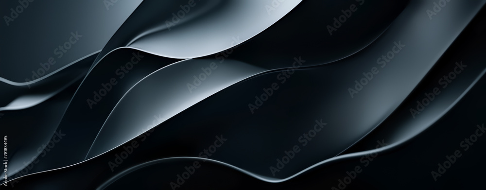 Fototapeta premium 3D Black Wavy Shapes Background