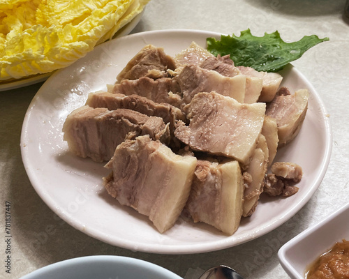 Bossam Korean traditional food, boiled pork