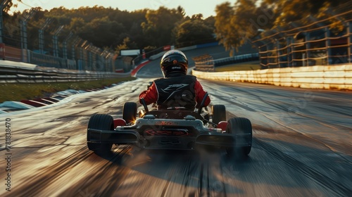 An electric go-kart zipping around a racetrack, with competitors vying for position and the sound of squealing tires echoing through the air. © Ammar