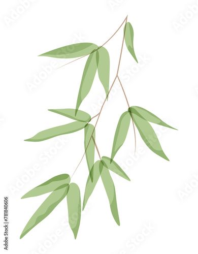 Branch with leaves in watercolor style  decorative element. Plant illustration in flat style  nature concept.