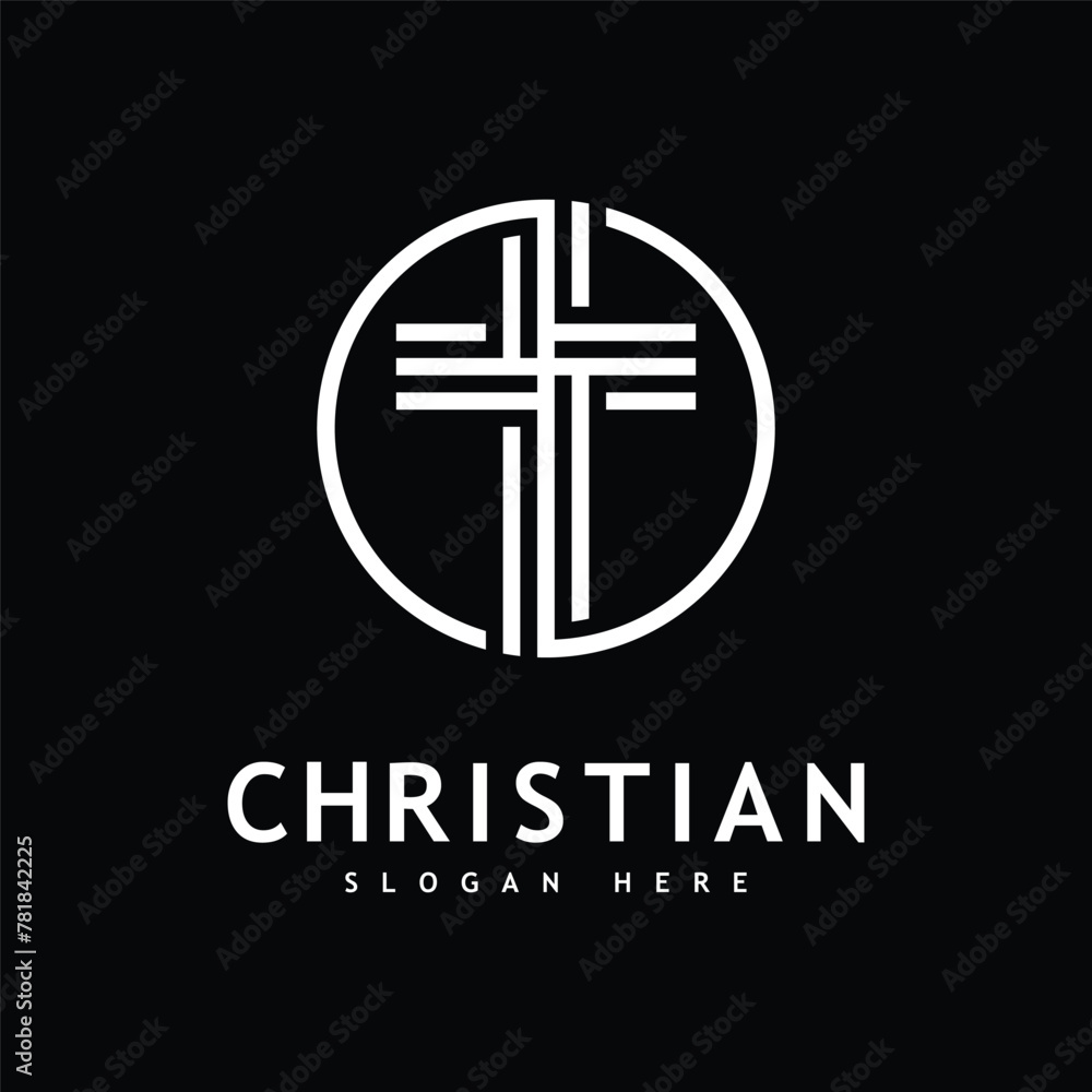 Obraz premium Christian Church logo creative Cross design vector