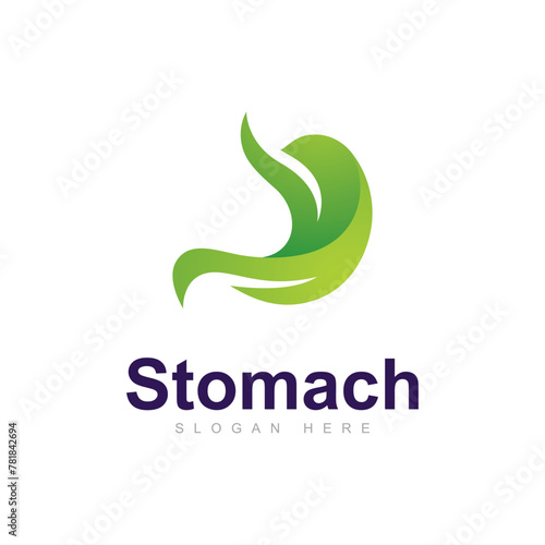 Stomach with leaf Logo Vector Design Template, Creative stomach Symbol