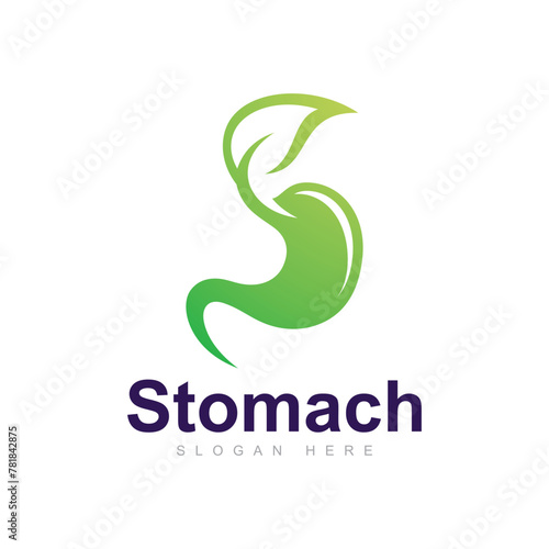 Stomach with leaf Logo Vector Design Template, Creative stomach Symbol