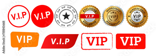 vip stamp speech bubble and seal badge labels ticker sign for exclusive premium membership