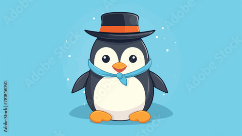 Penguin with hat vector illustration image 2d flat © Mishi