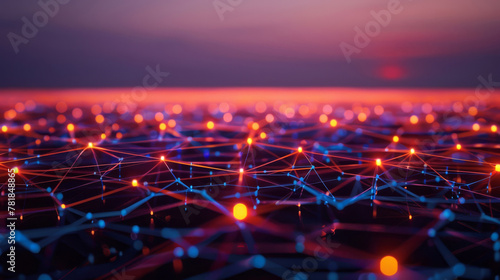 Visualization of a network awakening, with dormant nodes lighting up in sequence, heralding a new era of connectivity,