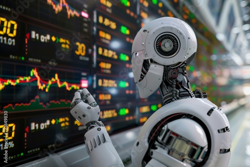 Robot is trading stocks  © venusvi