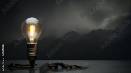 Sad lighting, dim lighting creates a gloomy atmosphere. on the background of the gray sky  photo