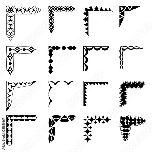 Collection of vector abstract design elements of corners