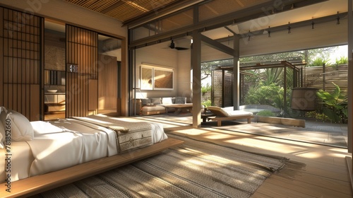 Design twin villas with separate wings for living and sleeping areas, allowing for privacy and tranquility 