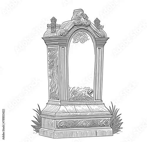 Retro tombstone sketch hand drawn in doodle style Vector illustration