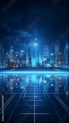 Illustration of technological innovation city light lines