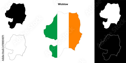 Wicklow county outline map set