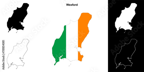 Wexford county outline map set photo