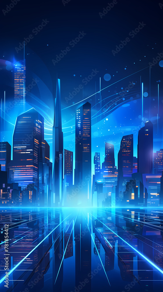 Illustration of technological innovation city light lines