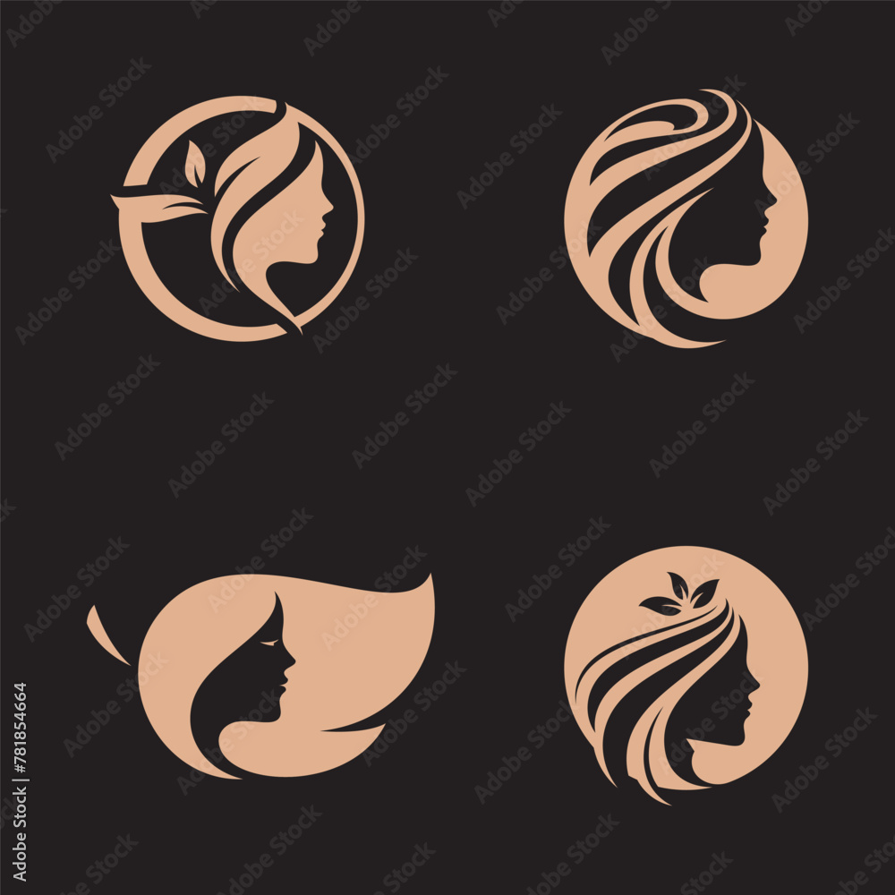 Woman hair salon logo design luxury Vector Woman hair salon logo design luxury Vector