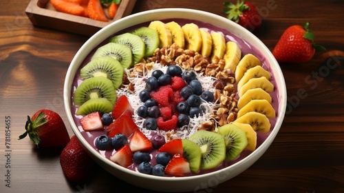 Acai bowl adorned with vibrant toppings