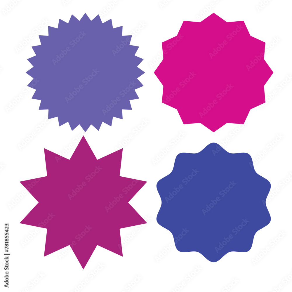 Set of blank multicolor star icons various shape isolated on white background. Vector illustration

