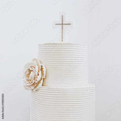 Canvas Print white cake religious communion baptism