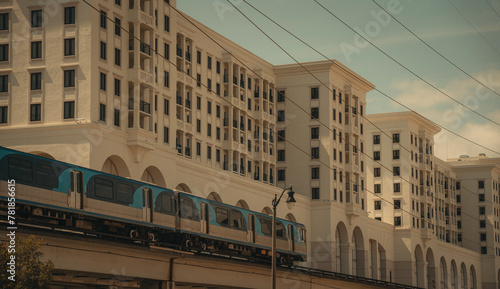 buildings city coral gables metro rail train miami photo