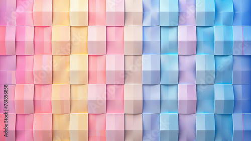 Abstract 3D blocks in a glossy pink and blue gradient,ai generated