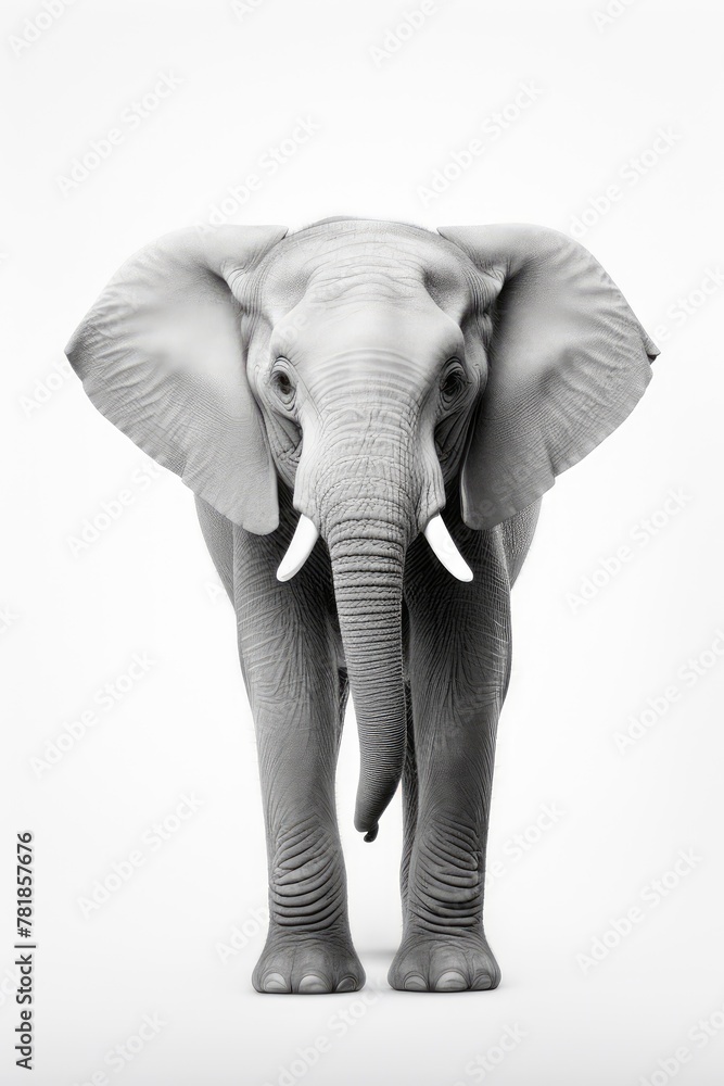 Obraz premium African Elephant Isolated, Big Africa Animal, Gray Elephant on White Background