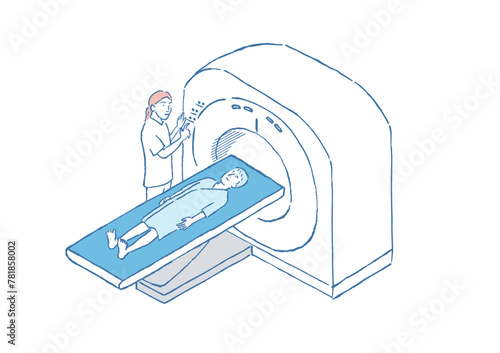 MRI検査の手描きイラスト