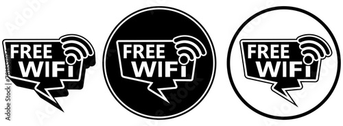 set modern free wifi sign icon symbol. wireless hotspot area logo vector illustration