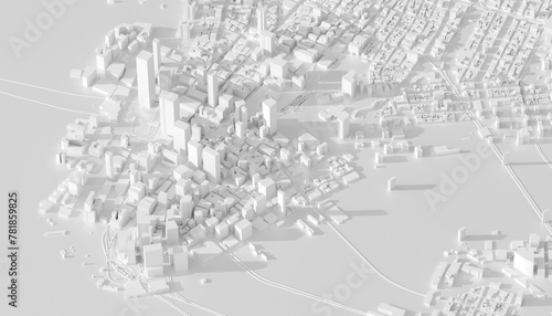 3D rendering of the New York cityscape. 3D illustration of an aerial view of New York.