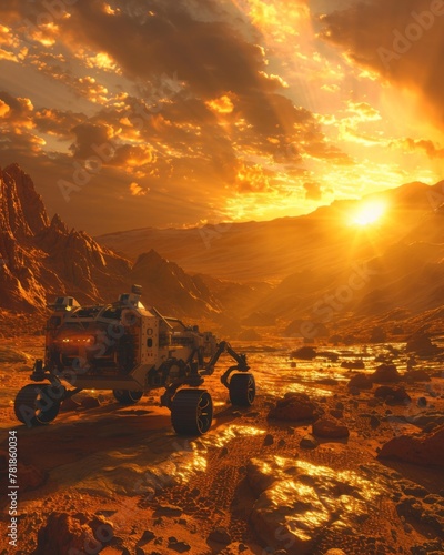 Rover, Red Planet Soil, Martian Landscape, A groundbreaking Mars rover expedition unveiling clues to ancient life on the red planet, igniting hope for future human colonization © Kumrop