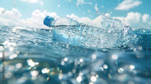 Wallpaper Mural A bottle of water is floating in the ocean Torontodigital.ca