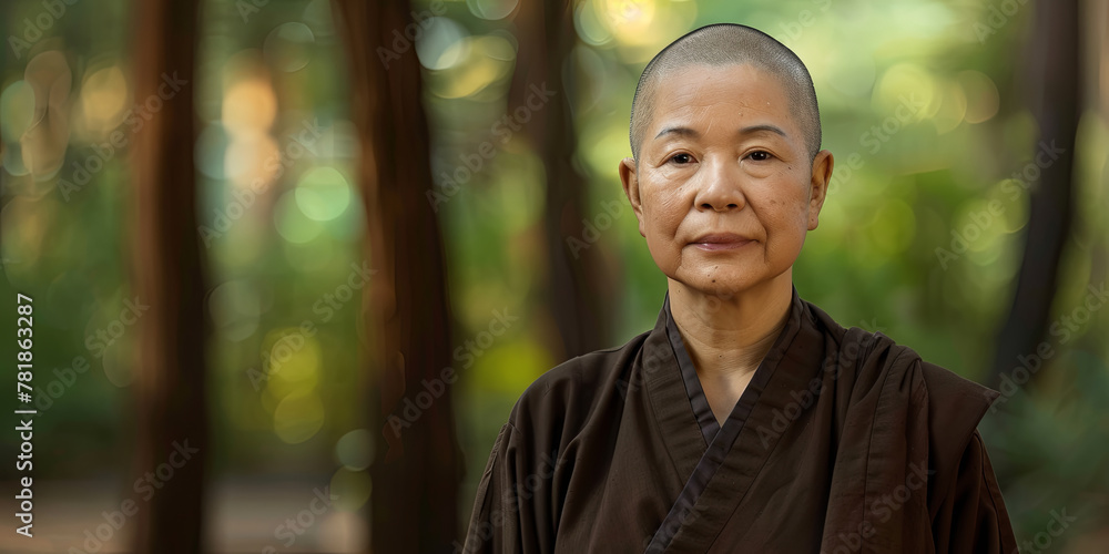 portrait of an Asian female monk, generative AI portrait of an Asian female monk, generative AI