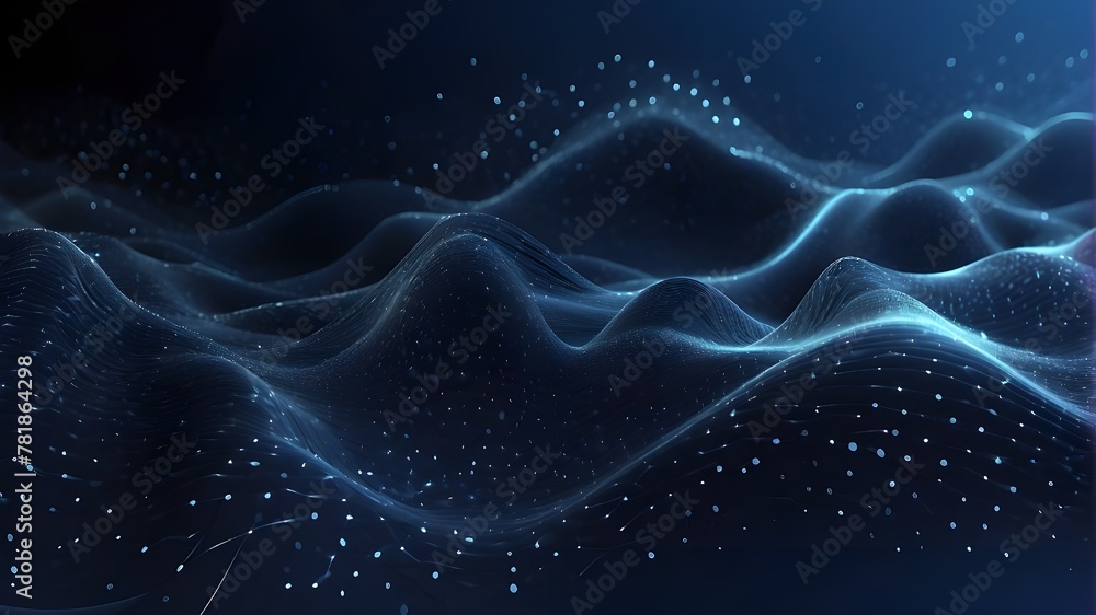 Abstract Wave Designs in Blue and Black Fractal