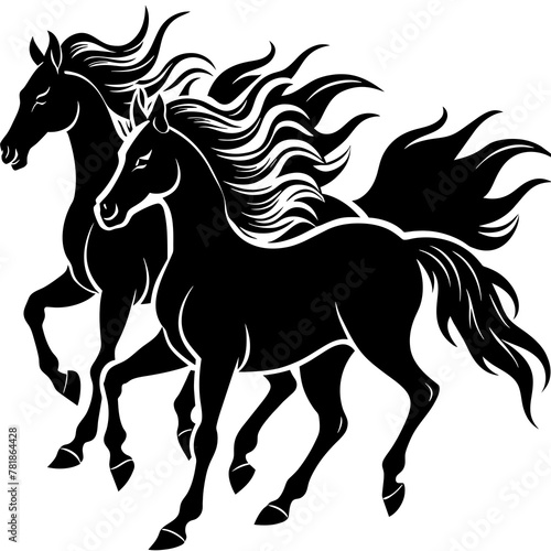 a-set-of-horse-silhouettes-on-white-background--fl