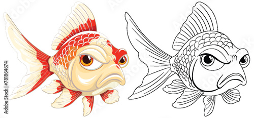 Two cartoon fish with expressive grumpy faces.