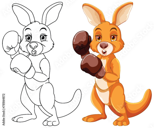 Vector illustration of a kangaroo with boxing gloves © brgfx