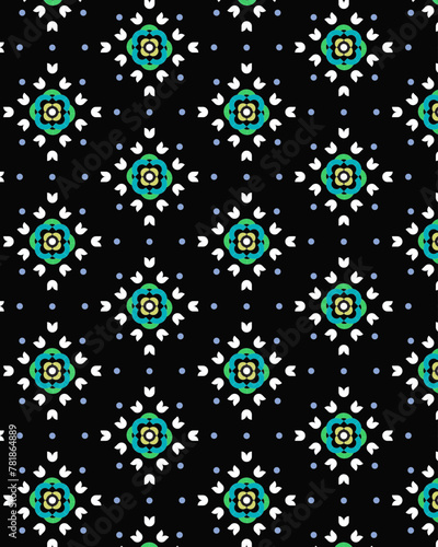vector geometric pattern in bright colors on a dark background
