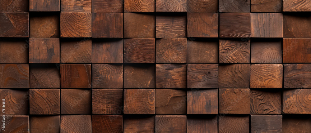 Seamless texture of dark brown wooden blocks with various grains and ...