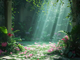 Celestial Floral Sanctuary Glowing Plants in Otherworldly Serenity